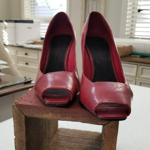 Rampage Red Peep Toe Pumps Size 10 - Picture 6 of 12